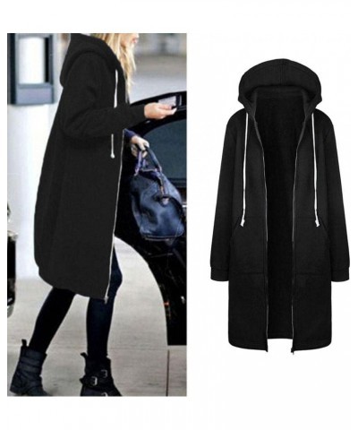 Women's Long Zip Up Hoodies Casual Fall Winter Light Tunic Sweatshirts Plus Size Hooded Jacket Coat with Pockets, Black $19.6...