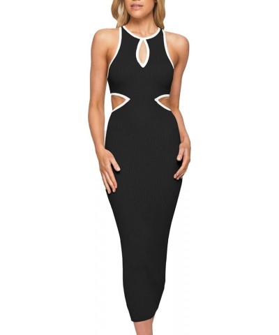 Women Clean Fit Short Sleeve Tank Top Dress Out Going Bodycon Maxi Dresses Summer Tight Ankle Length Long Dresses 22-black $1...