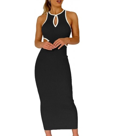 Women Clean Fit Short Sleeve Tank Top Dress Out Going Bodycon Maxi Dresses Summer Tight Ankle Length Long Dresses 22-black $1...