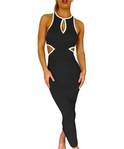 Women Clean Fit Short Sleeve Tank Top Dress Out Going Bodycon Maxi Dresses Summer Tight Ankle Length Long Dresses 22-black $1...