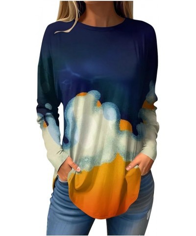 Fall Clothes for Women 2023,Women's Geometric Print Tunic Crewneck Long Sleeve Long Shirt to Wear with Leggings 3-orange $6.5...