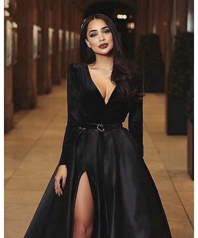 Women's One Shoulder Prom Dresses Satin High Slit A-Line Long Formal Party Gowns YXXY599 3style-burgundy $39.71 Dresses