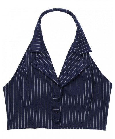 Women's Waistcoat Vest Halter Neck Button Down Dressy Vests Tuxedo Suit Waistcoat 01navy Blue $8.42 Vests