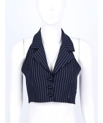 Women's Waistcoat Vest Halter Neck Button Down Dressy Vests Tuxedo Suit Waistcoat 01navy Blue $8.42 Vests