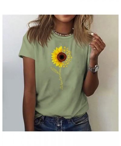 Tshirts Shirts for Women Summer Dandelion Print Solid Trendy Tops Short Sleeve Crewneck Spring Blouses Comfy Sexy S41-mint Gr...