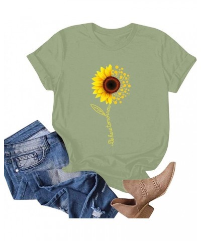 Tshirts Shirts for Women Summer Dandelion Print Solid Trendy Tops Short Sleeve Crewneck Spring Blouses Comfy Sexy S41-mint Gr...