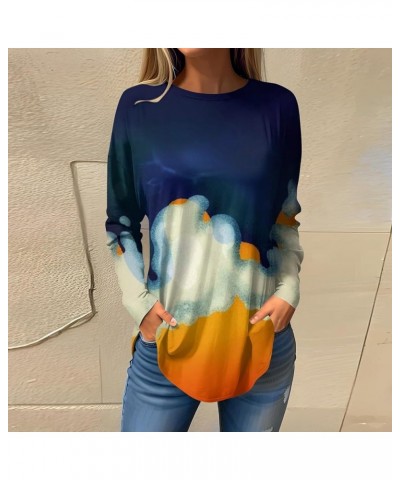 Fall Clothes for Women 2023,Women's Geometric Print Tunic Crewneck Long Sleeve Long Shirt to Wear with Leggings 3-orange $6.5...