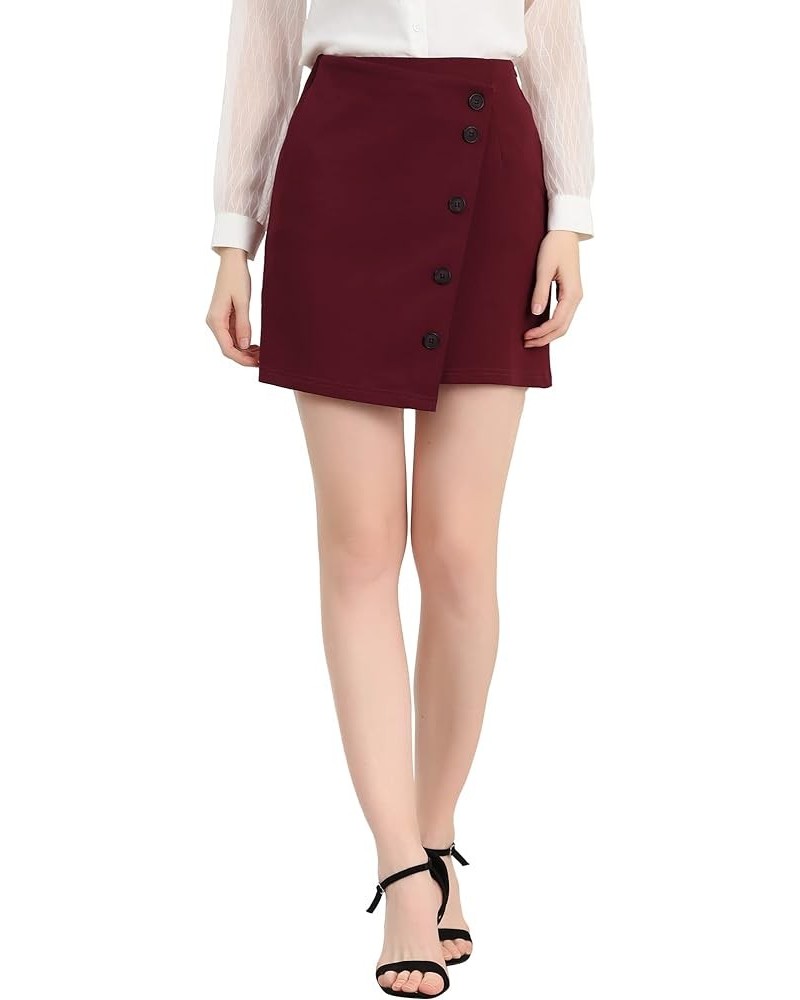 Women's Summer Mini Workwear Skirt Asymmetric Stretchy Wear to Work Pencil Skirt Red $13.25 Skirts