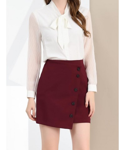 Women's Summer Mini Workwear Skirt Asymmetric Stretchy Wear to Work Pencil Skirt Red $13.25 Skirts