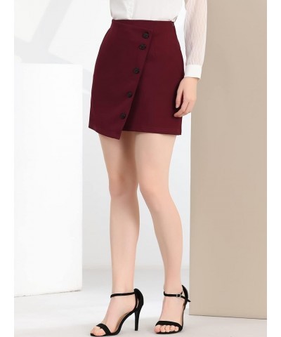 Women's Summer Mini Workwear Skirt Asymmetric Stretchy Wear to Work Pencil Skirt Red $13.25 Skirts