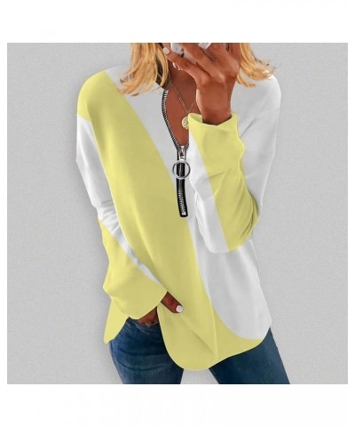 Sweatshirt for Women with Design,Womens Hooded Pullover Sweatshirts Half Zipper Crop Hoodie Cropped Long Sleeve Tops Yellow-3...