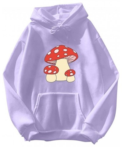 Women Drawstring Hoodie Warm Casual Long-Sleeves Printed Blouse Top Sweatshirt Woman's Zip Hoodie 13-purple $3.01 Activewear