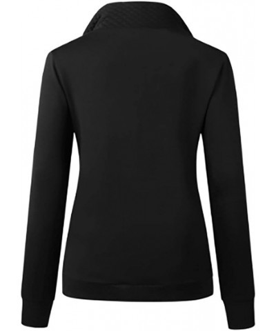 Women's Fashion Quilted Pattern Long Sleeve Casual Zipper Sweatshirt Solid Color Pullover Shirt Top.Black $14.64 Hoodies & Sw...