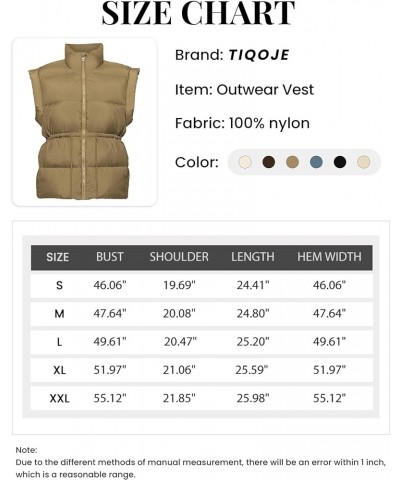 Puffer Vest Women Sleeveless Stand Collar Zip Up Padded Gilet Coat with Pockets Darkkhaki $23.21 Vests