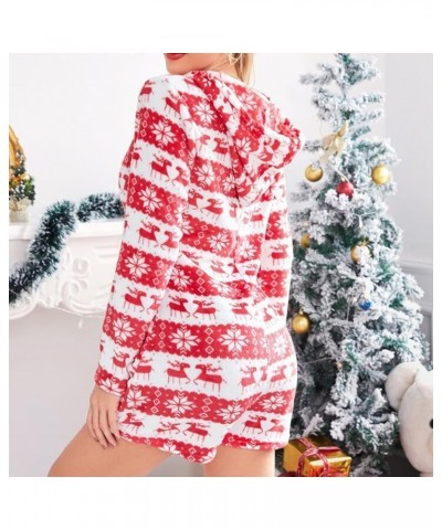 Women Onesies Christmas Jumpsuit Pajama Long Sleeve Deep V Neck Shorts Romper Sexy Bodycon One Piece Bodysuit Zipper Red $11....