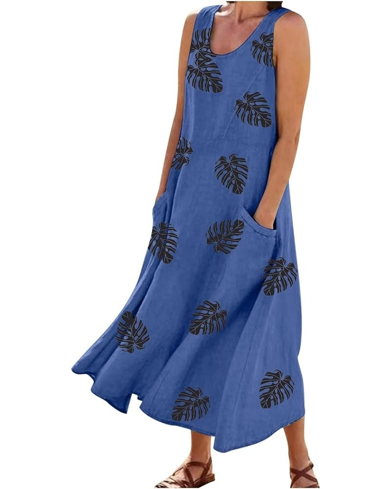 Summer Dress for Women Floral Print Tropical One Shoulder Sexy Midi Dress Casual Fashion Slit Ruffle Dress E-blue $9.51 Dresses