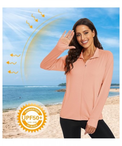 Women's UPF 50+ Lightweight Athletic Jacket Sun Protection Full Zip Long Sleeve Shirts Hiking Outdoor Pockets Apricot $20.39 ...