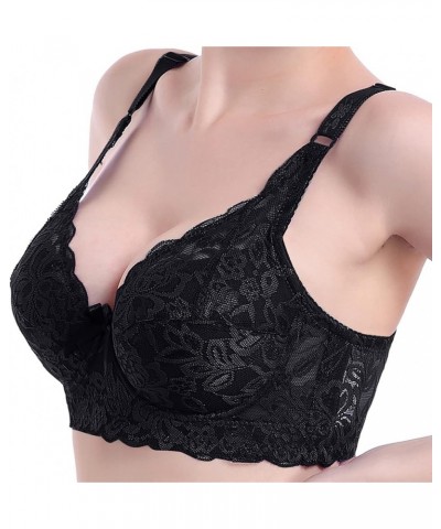 Minimizer Bras for Women Full Coverage Underwire Bras Plus Size Lifting Lace Bra for Heavy Breast B to D Cup Zx02-black $5.93...