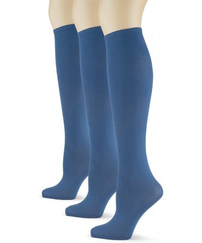 Sox Trot Women's Solid Knee High Trouser Socks, Silky Soft Thin Material, Tall Boot Socks 3 Pairs Cadet Blue $15.87 Socks