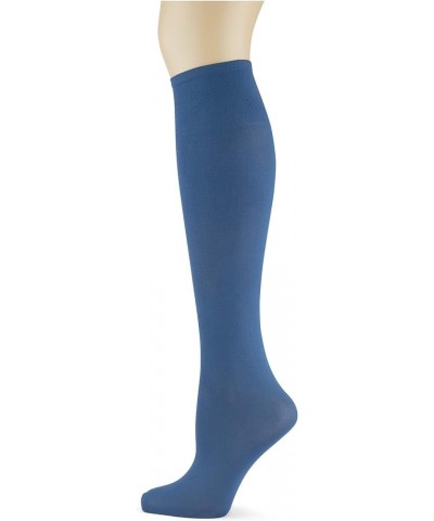 Sox Trot Women's Solid Knee High Trouser Socks, Silky Soft Thin Material, Tall Boot Socks 3 Pairs Cadet Blue $15.87 Socks