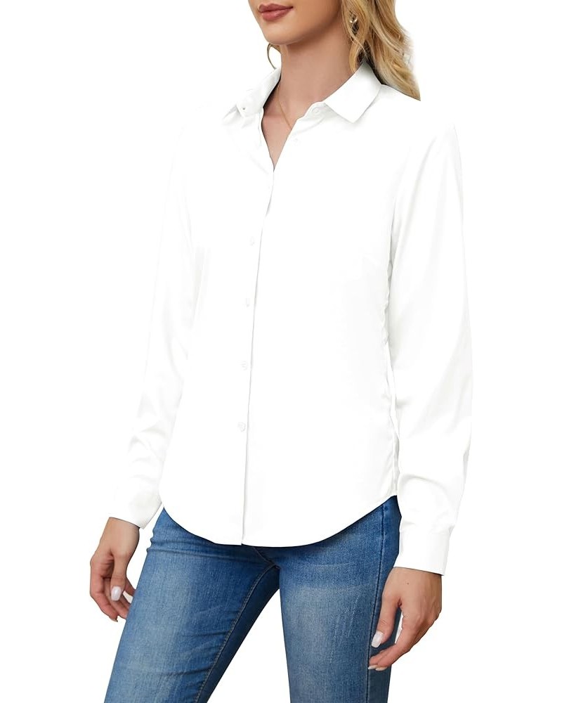 Wrinkle Free Womens Button Down Shirts for Women Long Sleeve Stretch Business Office Formal Work Blouses Tops White1 $10.19 B...