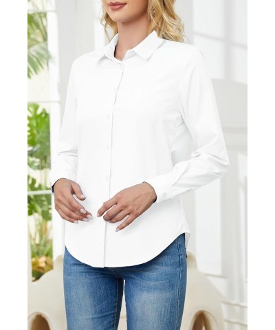 Wrinkle Free Womens Button Down Shirts for Women Long Sleeve Stretch Business Office Formal Work Blouses Tops White1 $10.19 B...