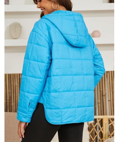 Women's Hooded Puffer Jackets Warm Oversized Dolman Quilted Jackets Padded Coat Hoodies Pullover Blue $10.00 Jackets