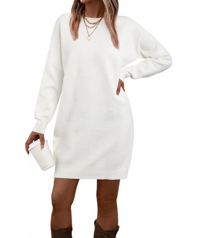 Womens Fall Fashion 2023 Sweater Dress Oversized Crew Neck Long Sleeve Knit Pullover Winter Clothes Off-white $26.09 Sweaters