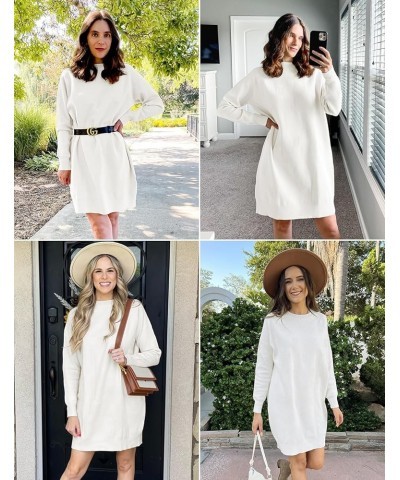 Womens Fall Fashion 2023 Sweater Dress Oversized Crew Neck Long Sleeve Knit Pullover Winter Clothes Off-white $26.09 Sweaters