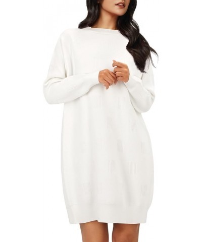 Womens Fall Fashion 2023 Sweater Dress Oversized Crew Neck Long Sleeve Knit Pullover Winter Clothes Off-white $26.09 Sweaters