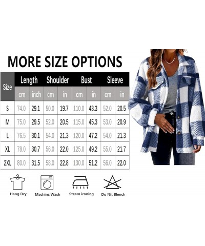 Women’s Fuzzy Fleece Sherpa Jacket Plaid Shirt Long Sleeve Button Up Flannel Cardigan Utility Lightweight Jackets Grey Plaid ...