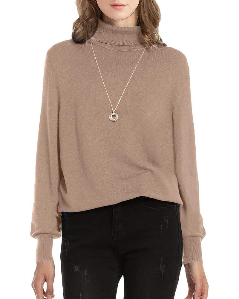 Women's Turtleneck Sweater Long Sleeve Cozy Warm Sweater Tops Casual Lightweight Pullover Jumper Tops Camel $20.99 Sweaters