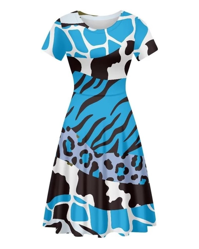 Women's Black and White Cow Print Dress Funny Milk Cow Themed Party Costume Mini Swing Tunic Sunflower Floral Dress Tiger Leo...