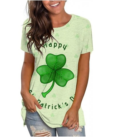 Happy St. Patrick's Day Shirts for Women Short Sleeve Crew Neck Tunic Tops Loose Clover T-Shirt Blouse Shamrock Tee Green $6....