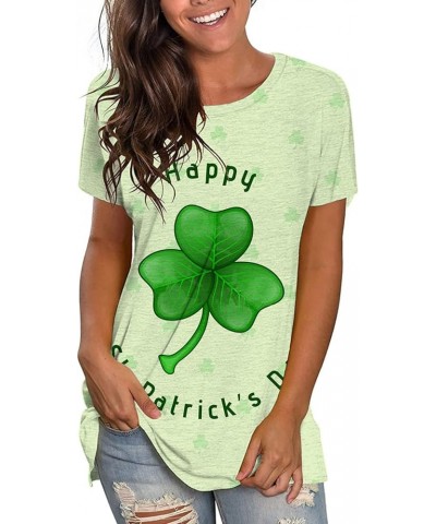 Happy St. Patrick's Day Shirts for Women Short Sleeve Crew Neck Tunic Tops Loose Clover T-Shirt Blouse Shamrock Tee Green $6....