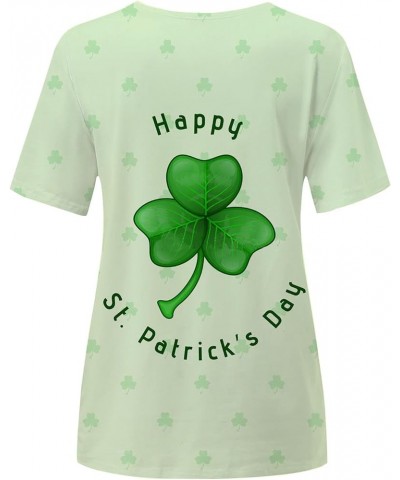 Happy St. Patrick's Day Shirts for Women Short Sleeve Crew Neck Tunic Tops Loose Clover T-Shirt Blouse Shamrock Tee Green $6....