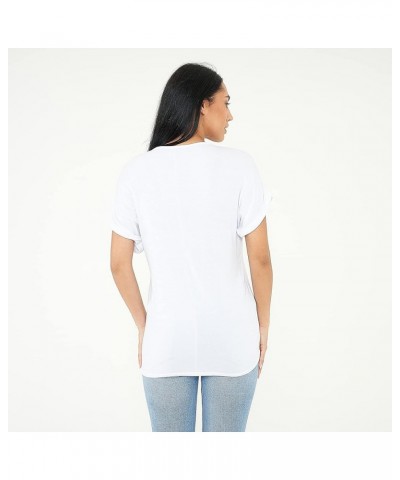 Women's Short Sleeve V-Neck Shirts Loose Casual Tee T-Shirt Basic Tee Tops White $10.17 Tees