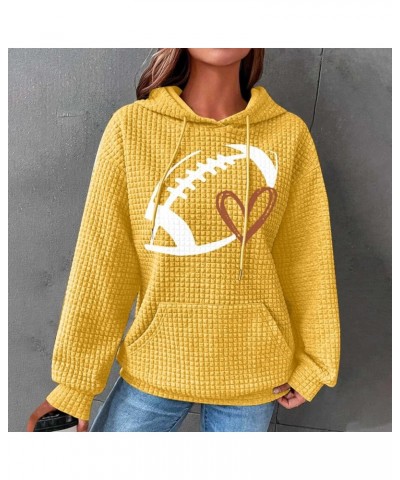 Womens Fall Fashion Hoodies Waffle Knit Hooded Sweatshirt 2023 Cute Drawstring Pullover Sweater Workout Gym Hoodie Tops B1_ye...