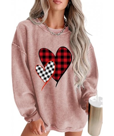 Women's 2024 Valentine's Day Holiday Casual Sweatshirts Long Sleeve Crewneck Pullover Tops Fashion Hoodies Outfits Pink05 $17...