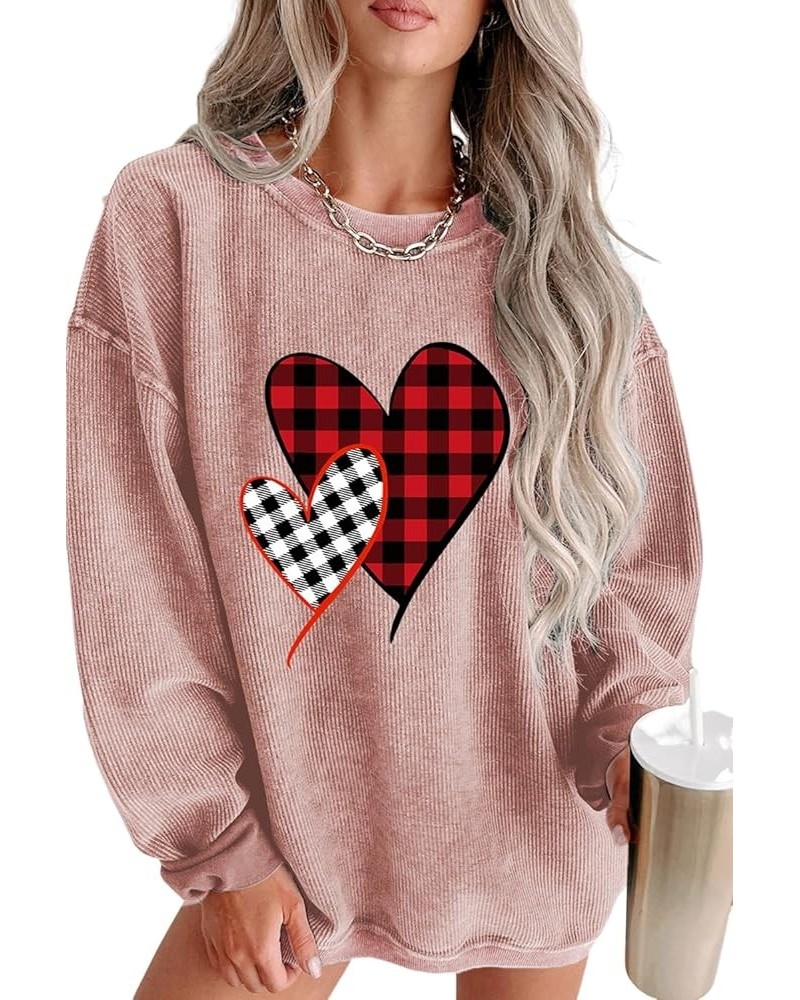 Women's 2024 Valentine's Day Holiday Casual Sweatshirts Long Sleeve Crewneck Pullover Tops Fashion Hoodies Outfits Pink05 $17...