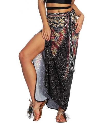 Women's Boho Bohemian Hippie Skirt Long Maxi Print Wrap Skirt Cover up Maxi Asymmetrical Summer Beach Skirt One Size 004 $11....