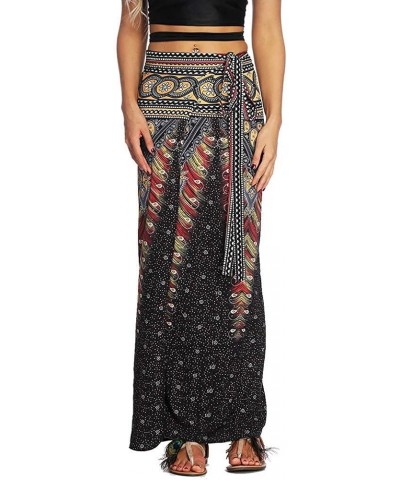 Women's Boho Bohemian Hippie Skirt Long Maxi Print Wrap Skirt Cover up Maxi Asymmetrical Summer Beach Skirt One Size 004 $11....