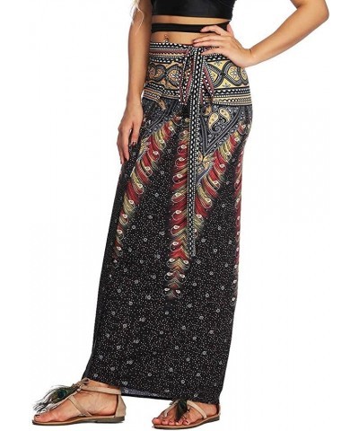 Women's Boho Bohemian Hippie Skirt Long Maxi Print Wrap Skirt Cover up Maxi Asymmetrical Summer Beach Skirt One Size 004 $11....