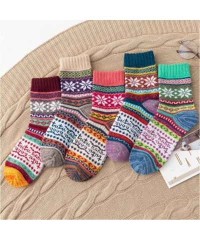 Womens Socks Winter Wool Socks Cozy Knit Warm Thick Socks Christmas Gifts Cozy Crew Socks 5 Pairs_multicolor E $8.69 Activewear