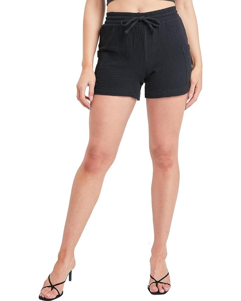 Women's High Rise Gauze Shorts Black $6.37 Shorts