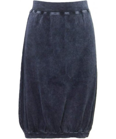 Womens Ribbed Knee Length Bubble Skirt, Style CS-124 Dark Denim $46.69 Skirts