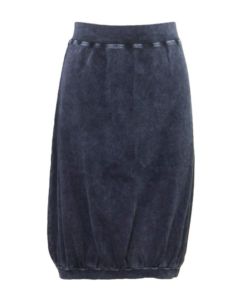 Womens Ribbed Knee Length Bubble Skirt, Style CS-124 Dark Denim $46.69 Skirts