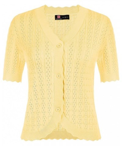 Womens 2024 Short Sleeve Cardigan Lightweight Summer Hollow-Out Knit Cropped Bolero Shrug Cardigan S-2XL Light Yellow $18.89 ...