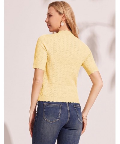 Womens 2024 Short Sleeve Cardigan Lightweight Summer Hollow-Out Knit Cropped Bolero Shrug Cardigan S-2XL Light Yellow $18.89 ...