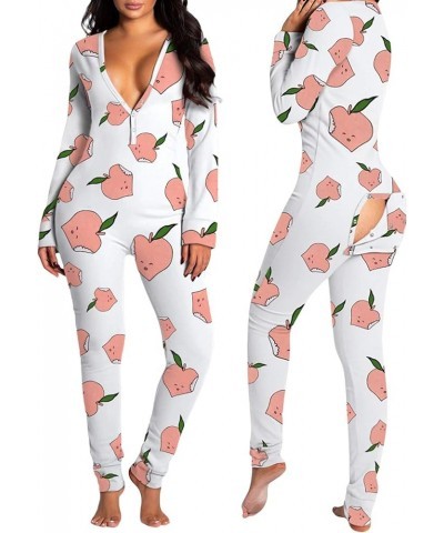 Women's Sexy Deep V Neck Bodycon Jumpsuit Butt Flap Pajamas Long Sleeve Romper Overall Sleepwear Apple $12.50 Jumpsuits